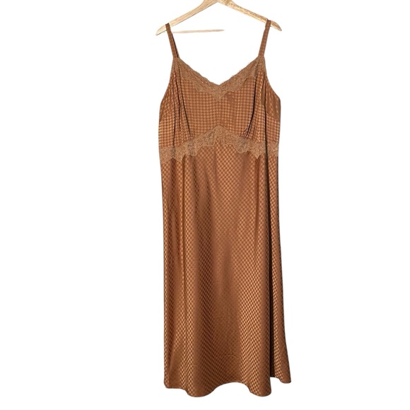 torrid Dresses & Skirts - Torrid Shiny Brown Lace-Trim Slip Dress